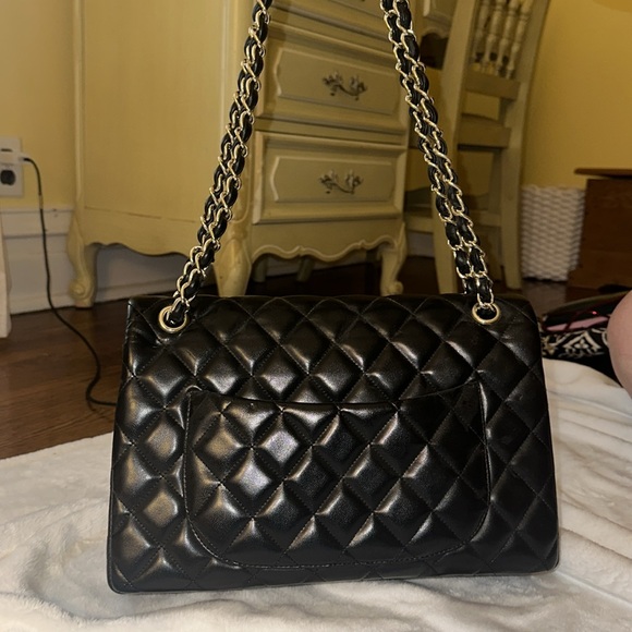 Orli Black Purse with an authentic Chanel Camelia Flower - Picture 3 of 10